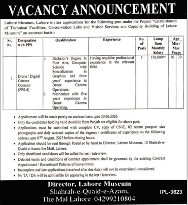 Jobs in Lahore Museum Lahore